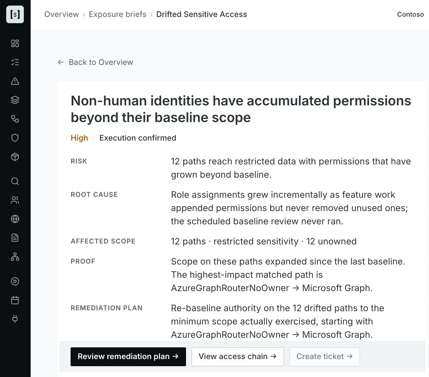Securityv0 showing AI agent access paths and exposure details